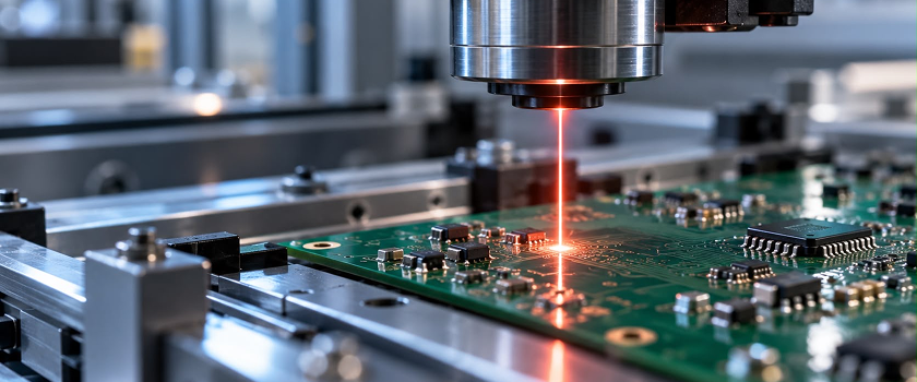 Laser rosso colpisce scheda PCB